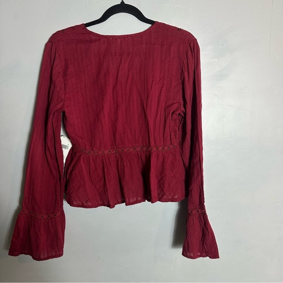 Altrd State Maroon Cotton Long Sleeve Blouse Peasant Top NEW NWT - Picture 8 of 11